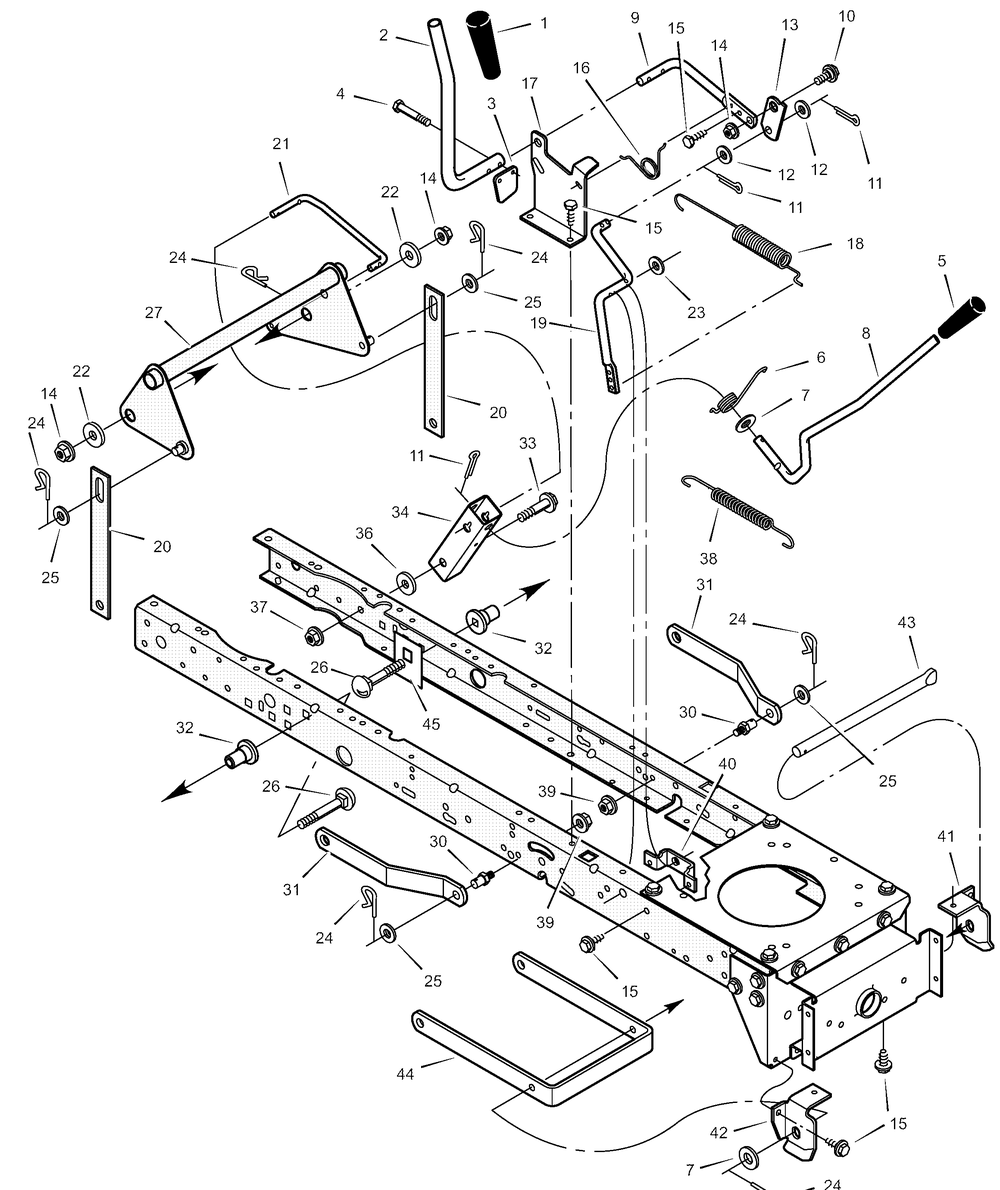 Mower Housing Suspension Diagram and Parts List for 385011X50B 2003 Briggs and Stratton Lawn Tractor